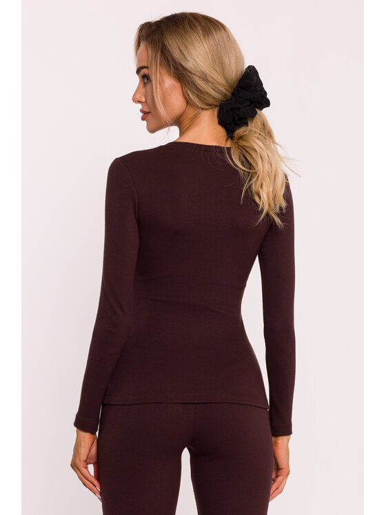 Made of Emotion Made of Emotion Bluzka M817 Brązowy Active Fit