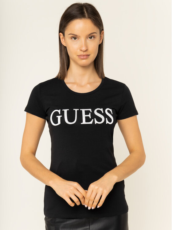 Guess Guess T-Shirt Crystal W01I74 J1300 Czarny Regular Fit