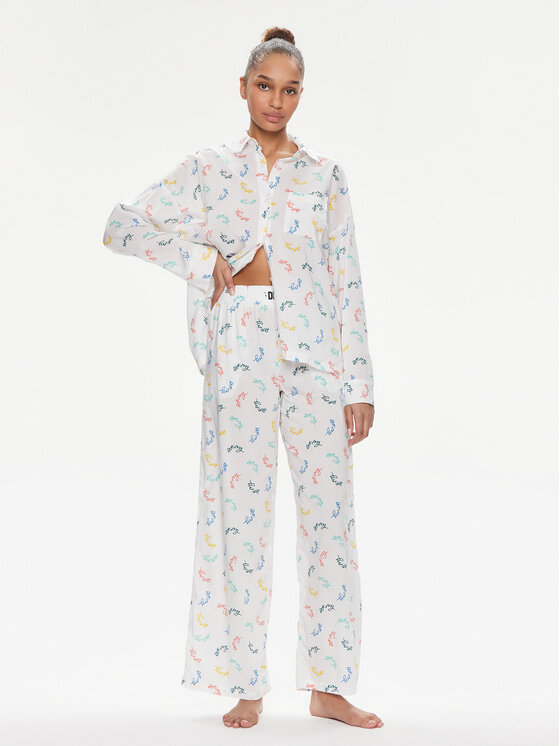 DKNY Pijama YI90008 Alb Regular Fit