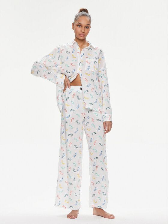 DKNY DKNY Pyžamo YI90008 Bílá Regular Fit