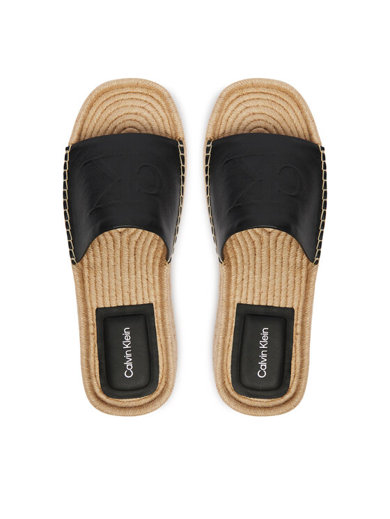 Calvin Klein Calvin Klein Espadrilles Flatf Espa Mule Lth Mg HW0HW03027 Fekete