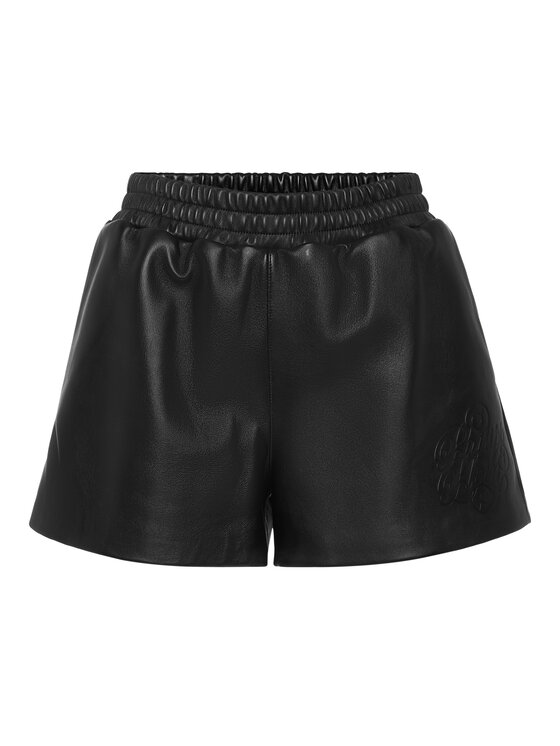 PHILIPP PLEIN PHILIPP PLEIN Szorty skórzane 27281 Czarny Short Fit