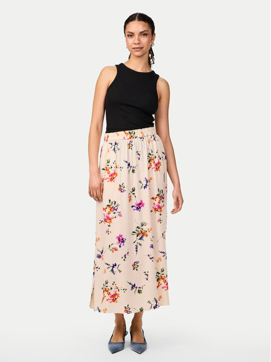 YAS YAS Midi sukňa Asina 26034011 Écru Regular Fit