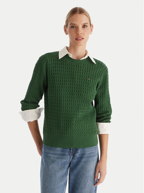 Tommy Hilfiger Tommy Hilfiger Svetr Fine WW0WW44993 Zelená Regular Fit
