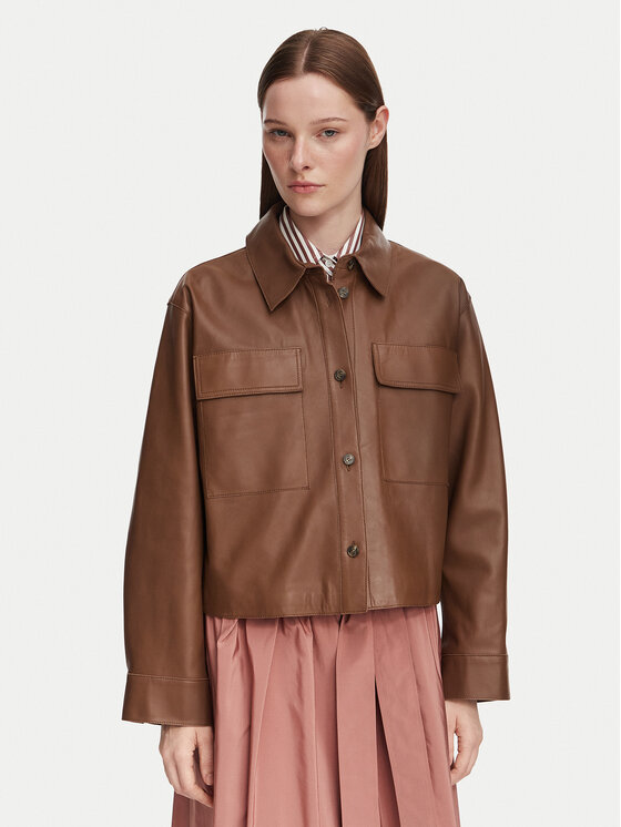 Weekend Max Mara Weekend Max Mara Μπουφάν δερμάτινο Piovra 2625446021 Καφέ Regular Fit