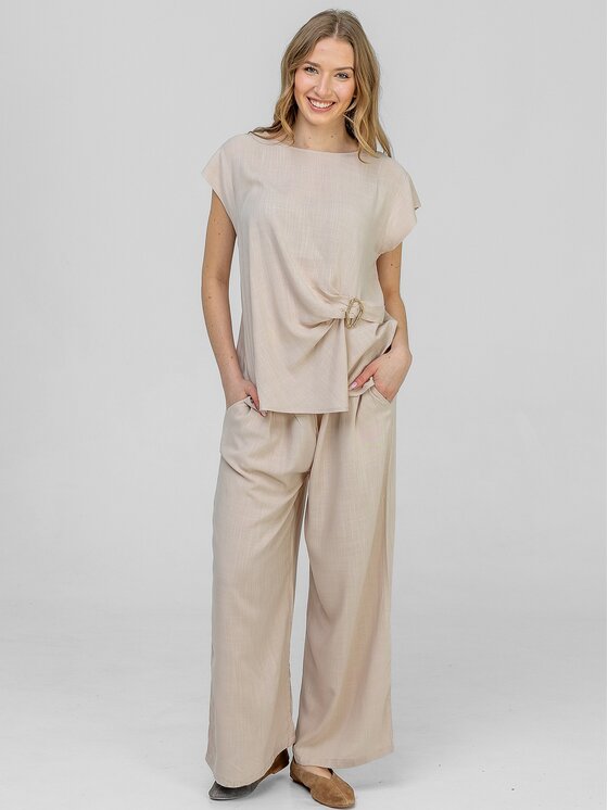 Perso Perso Sada halenka a kalhoty SET266168F Béžová Regular Fit