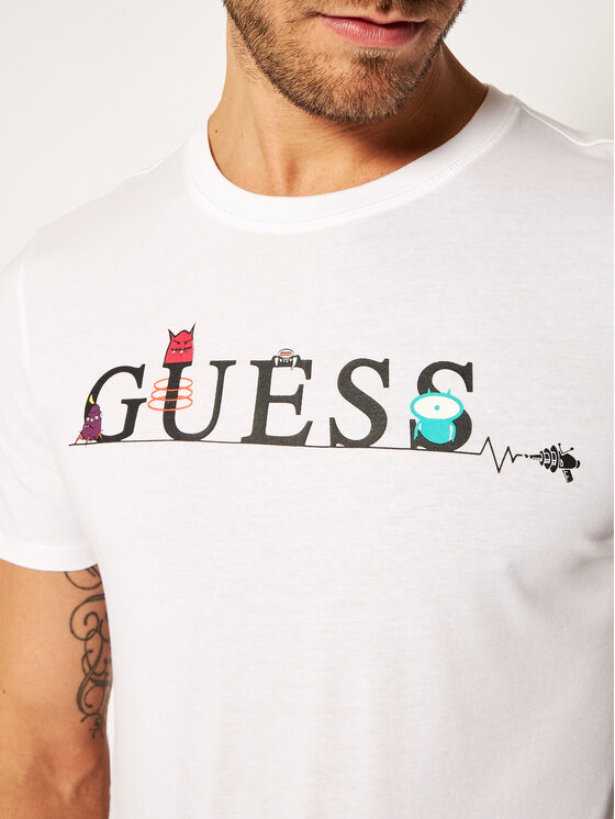 Guess Guess Majica Monster M0YI48 I3Z00 Bela Slim Fit