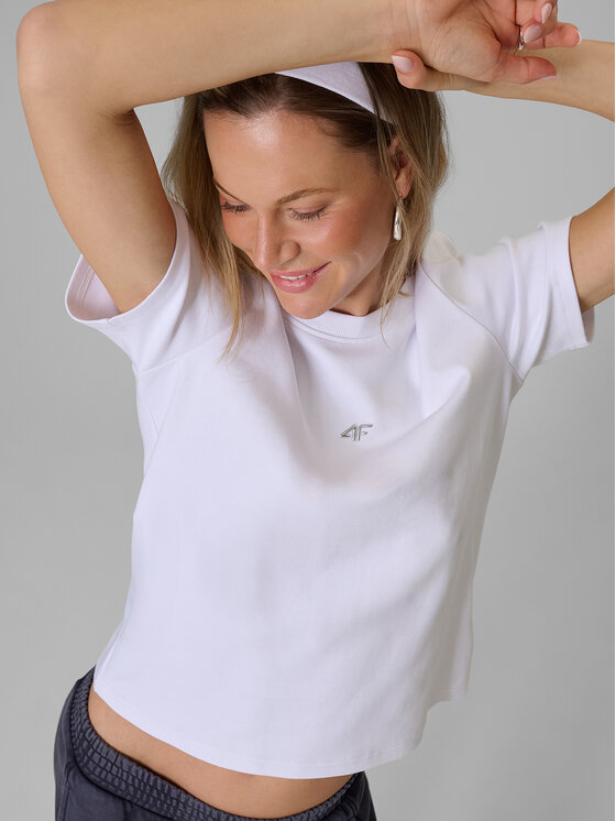 4F 4F T-Shirt BASIC+ Biały Regular Fit