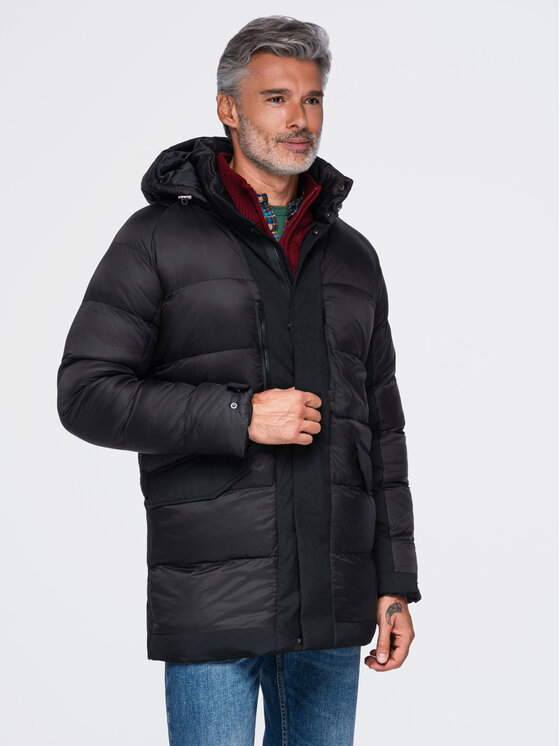 Ombre Ombre Kurtka zimowa OM-JALJ-0263 Czarny Regular Fit