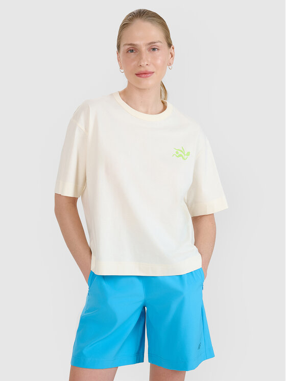 4F 4F T-Shirt CHILLY WAVES Biały Regular Fit