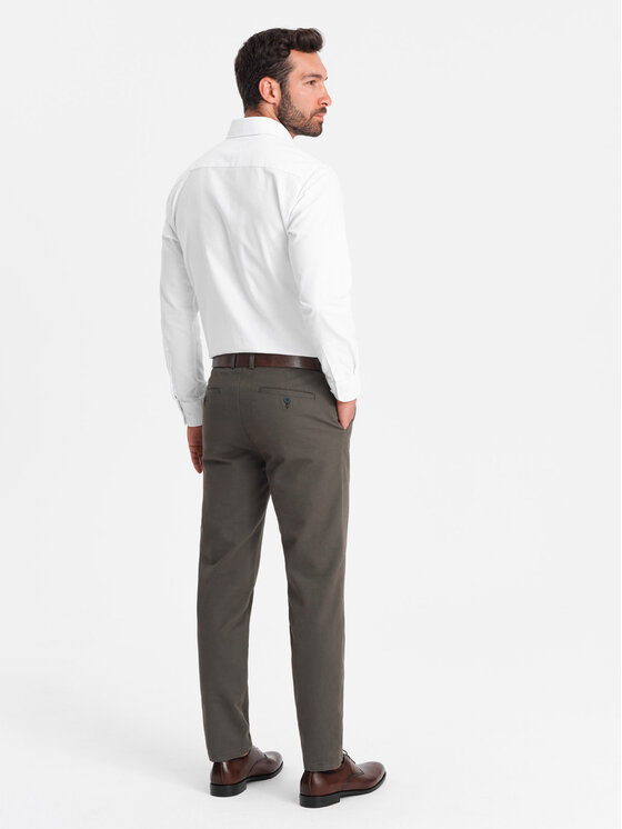 Ombre Ombre Chino kalhoty OM-PACP-0188 Khaki Regular Fit