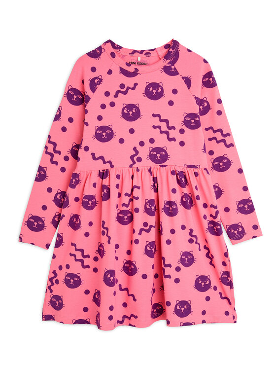 MINI RODINI MINI RODINI Haljina za svaki dan Squiggly Cats 2515010628 Ružičasta Regular Fit