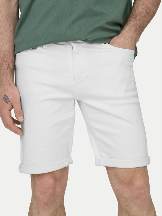 Only & Sons Only & Sons Jeans kratke hlače Ply 22029297 Bela Regular Fit