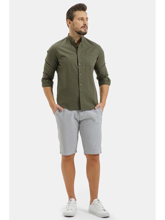 Cross Jeans Cross Jeans Koszula 35627-002 Khaki Regular Fit