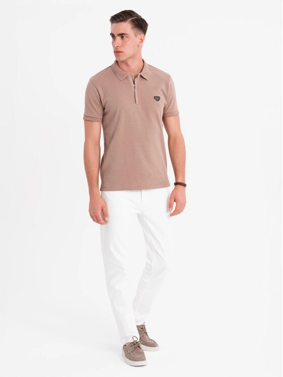 Ombre Ombre Polo OM-POSS-0148 Brązowy Regular Fit