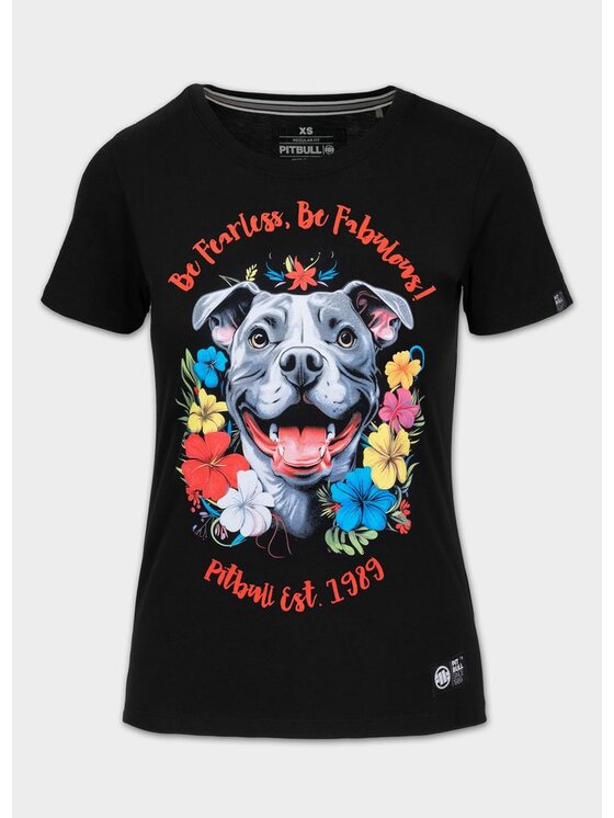 PITBULL PITBULL T-Shirt Koszulka damska HAPPY PIT 2 L Czarny Regular Fit