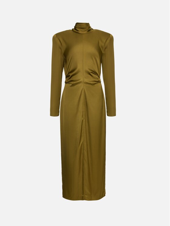 La Mania La Mania Sukienka koktajlowa DAMAR Khaki Basic Fit