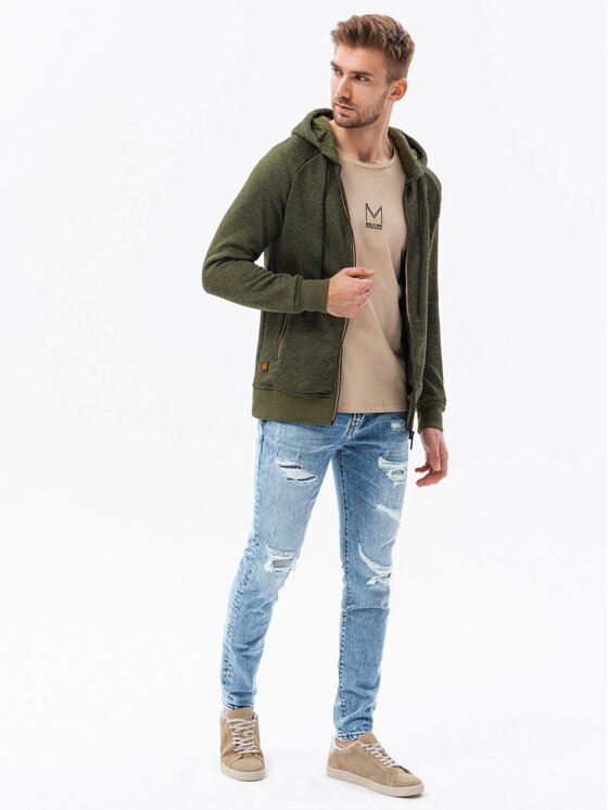 Ombre Ombre Mikina B1425 Zelená Regular Fit
