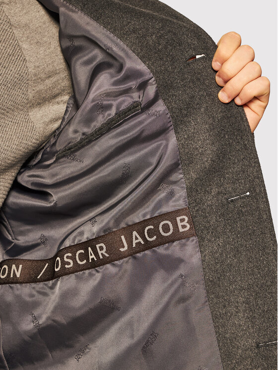 Oscar Jacobson Oscar Jacobson Vlněný kabát Storviker 7154 9049 Šedá Regular Fit