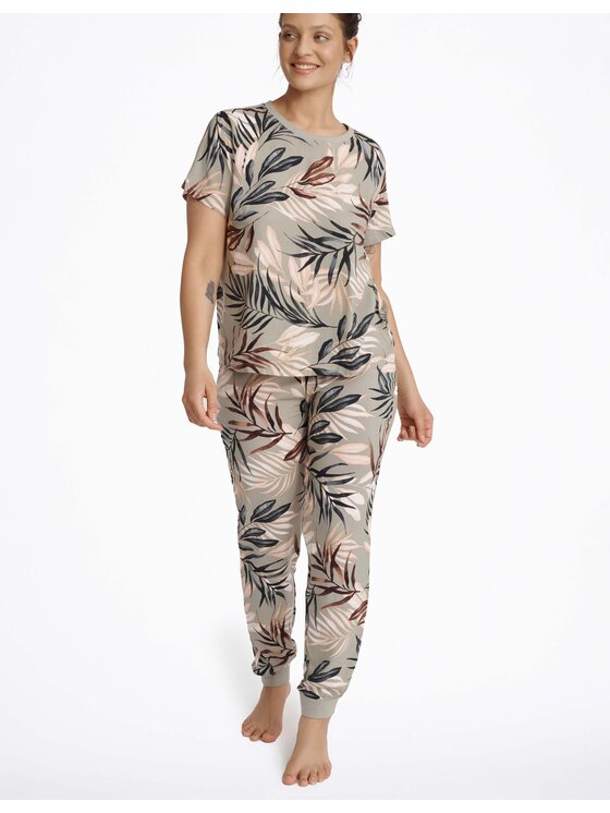 Esotiq Esotiq Piżama 40601-97X Zielony Jogger Fit
