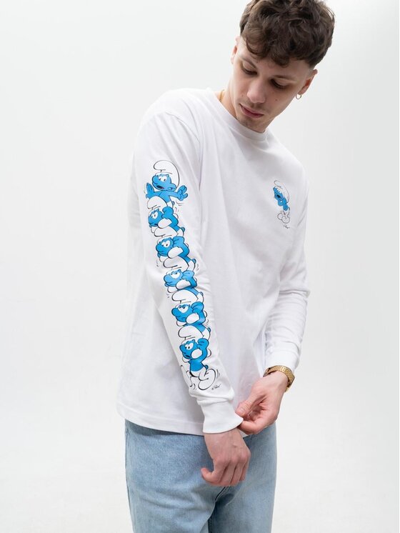 Smerfy Smerfy Longsleeve Z Długim Rękawem 128796 Biały Regular Fit