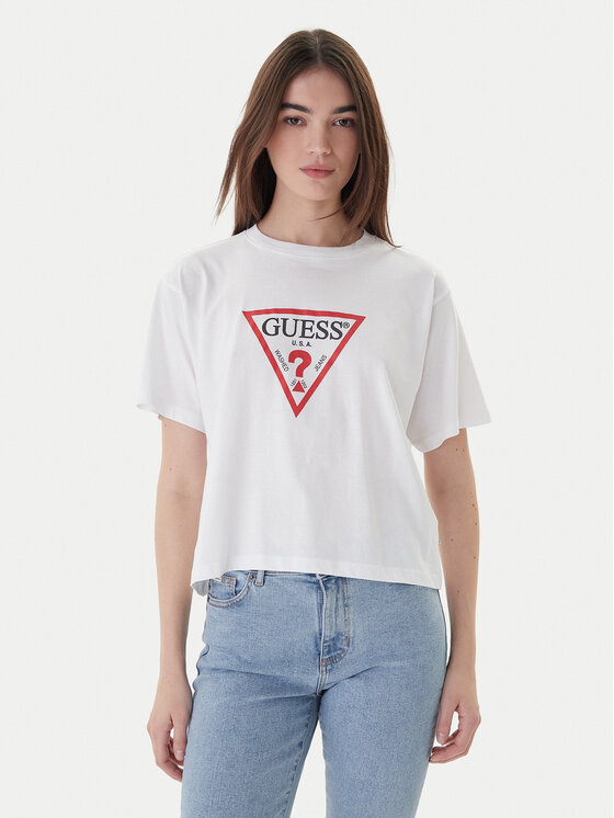 Guess Jeans Guess Jeans T-Shirt W4YI73 K8HM0 Bílá Boxy Fit