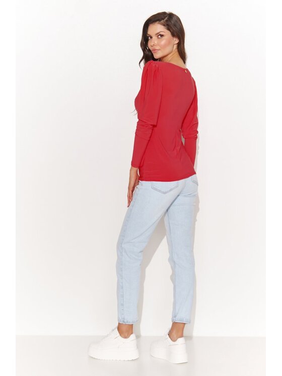 Numinou Numinou Bluzka NU461 Czerwony Regular Fit