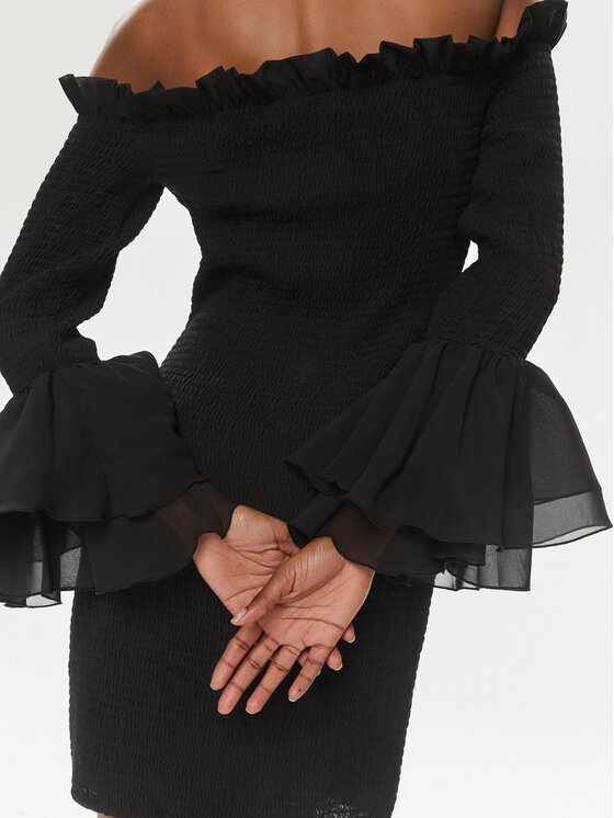 ROTATE ROTATE Koktel haljina Chiffon 112112100 Crna Regular Fit