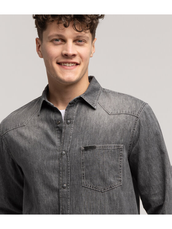 Lee Cooper Lee Cooper Koszula jeansowa KADES 3213 Szary Regular Fit