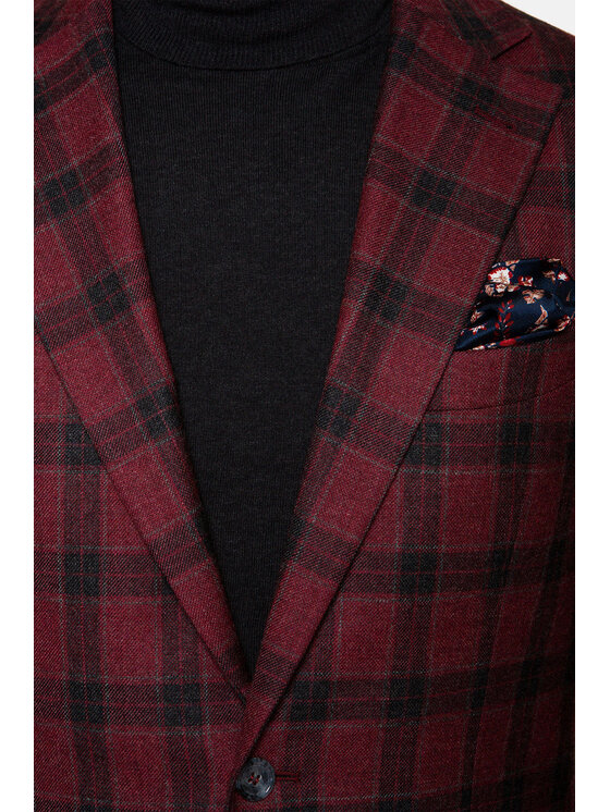 Lancerto Lancerto Marynarka Hammerfest Bordowy Slim Fit