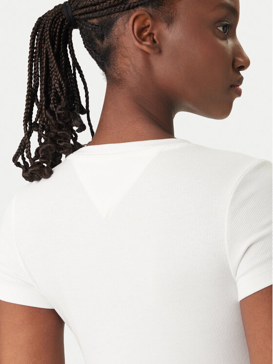 Tommy Jeans Tommy Jeans Тишърт Wavy Flag DW0DW22272 Бял Slim Fit