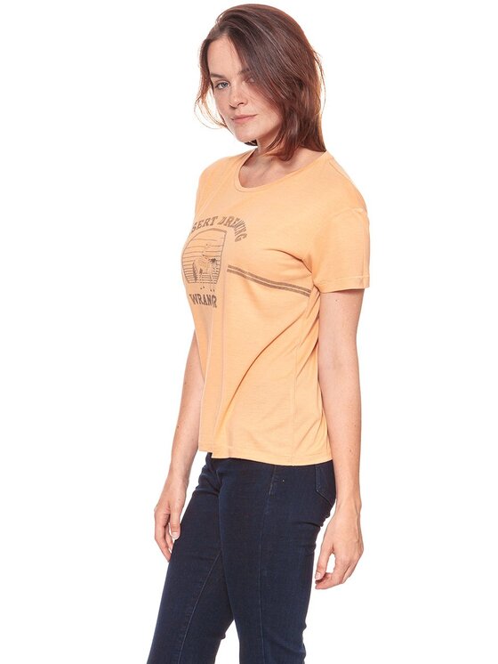 Wrangler Wrangler T-Shirt DRAPE Pomarańczowy Slim Fit