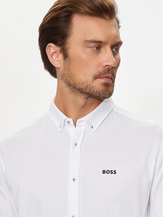BOSS B_Motion_s Camicia Uomo Regular Fit In Jersey Di Piqué: Colletto Kent, Lunghezza Standard
