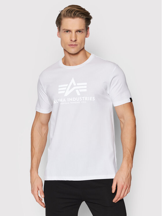 Alpha Industries Majica Basic Reflective Print 100501RP Bela Regular Fit
