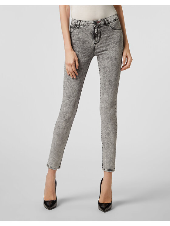 PHILIPP PLEIN PHILIPP PLEIN Džegínsy 21975 Sivá Jegging Fit