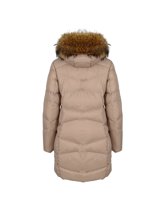 Perso Perso Kurtka zimowa LEKKO TALIOWANA Z FUTRM JENOTA Beżowy Slim Fit