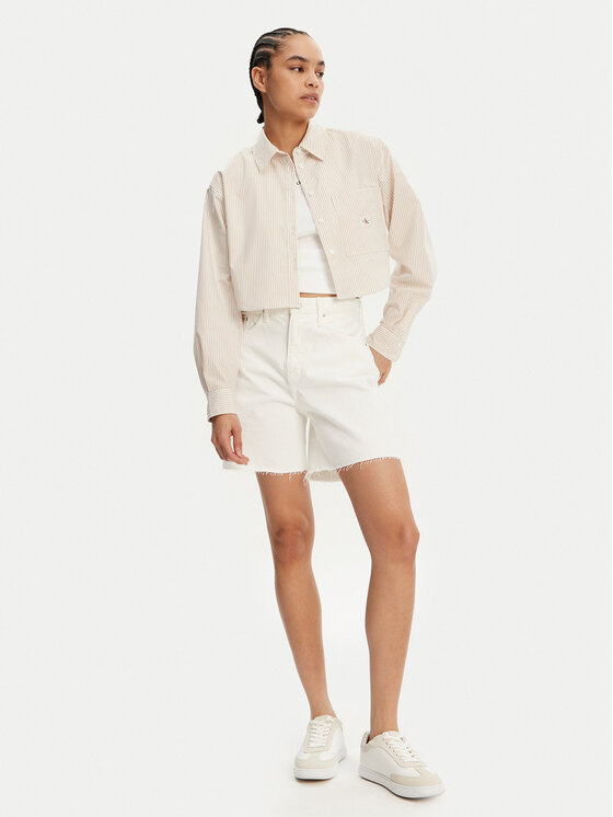Calvin Klein Jeans Calvin Klein Jeans Pantaloni scurți de blugi J20J225201 Alb Relaxed Fit