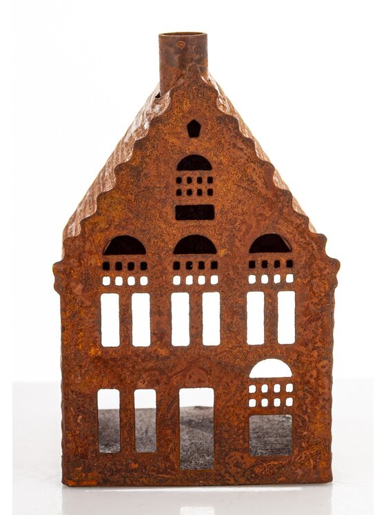 MIAhome MIAhome Figurka domek metalowy rdzawy RUGGINE karbowany Pomarańczowy
