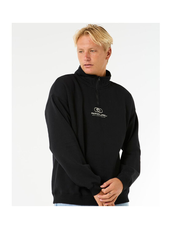 Rip Curl Rip Curl Bluza Pill Icon 1/4 Zip Crew Czarny Relaxed Fit
