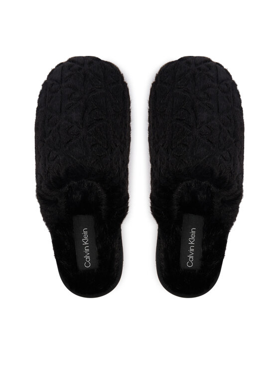 Calvin Klein Calvin Klein Pantofole Home Slipper Fur Aop HW0HW03218 Nero