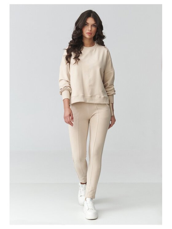 Makadamia Makadamia Dres M917 Beżowy Loose Fit
