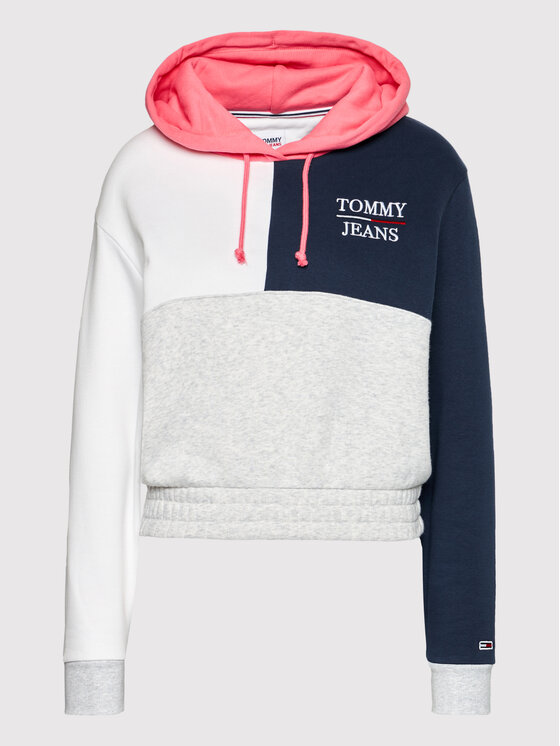 Tommy Jeans Bluza Colorblock Logo DW0DW10453 Szary Regular Fit 