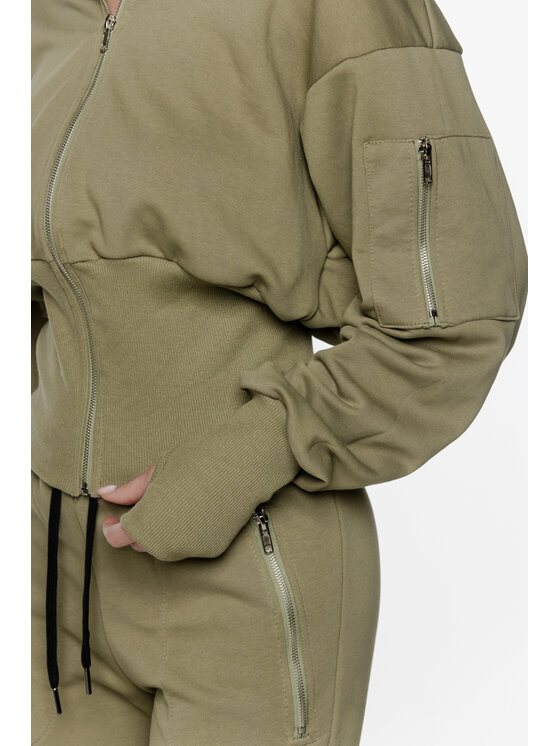Pilawski Pilawski Bluza BLUZA KHAKI KRÓTKA ZAPINANA DAMSKA Khaki Oversize