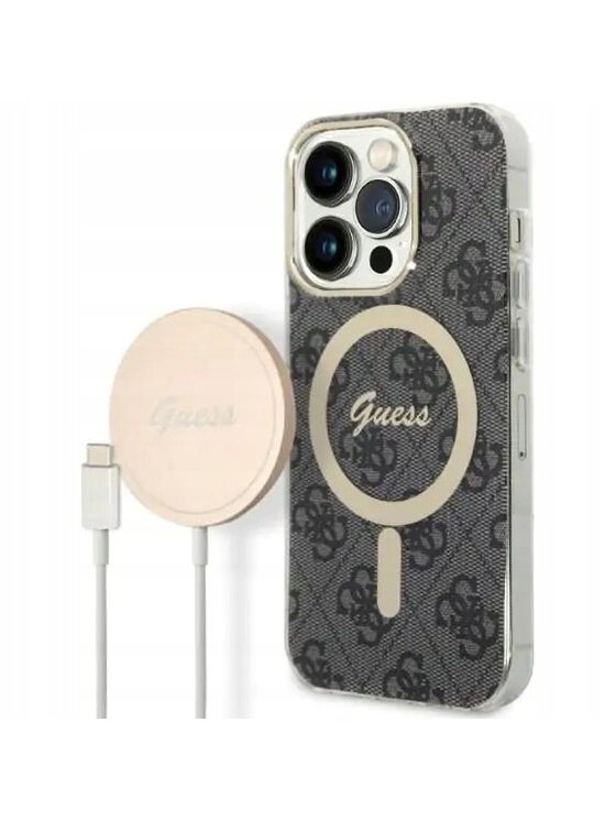 Guess Guess Etui na telefon 4G Metal Gold Logo Czarny