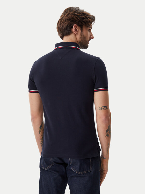 Tommy Hilfiger Tommy Hilfiger Pólóing Tipped MW0MW37346 Sötétkék Slim Fit