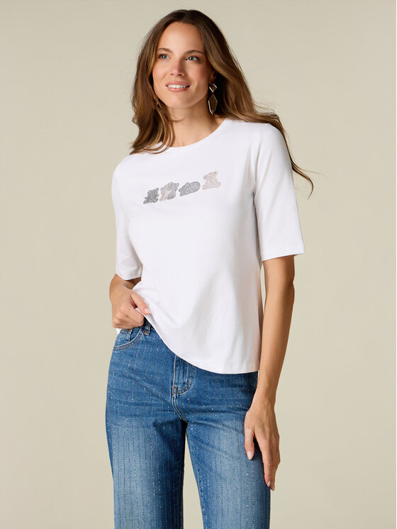 Oltre Oltre T-Shirt G078J004677N021 Biały Regular Fit