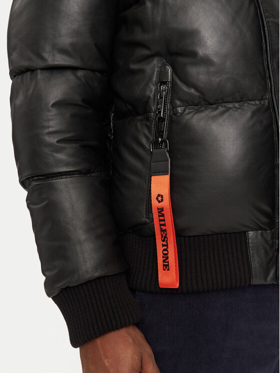 Milestone Milestone Μπουφάν δερμάτινο Wesley 431040 21085 Μαύρο Regular Fit