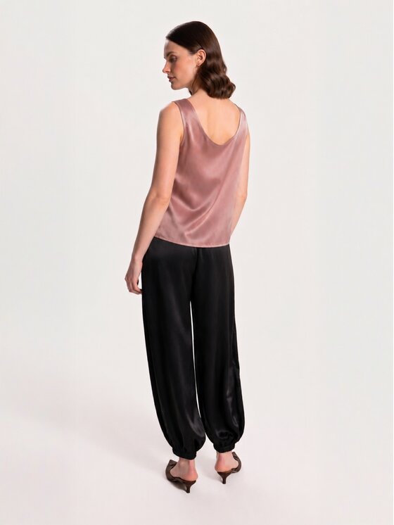 Cat&Cat Cat&Cat Top jedwabny basic Różowy Regular Fit