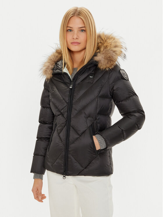 Blauer Blauer Pehelykabát 24WBLDC03051 006047 Fekete Regular Fit