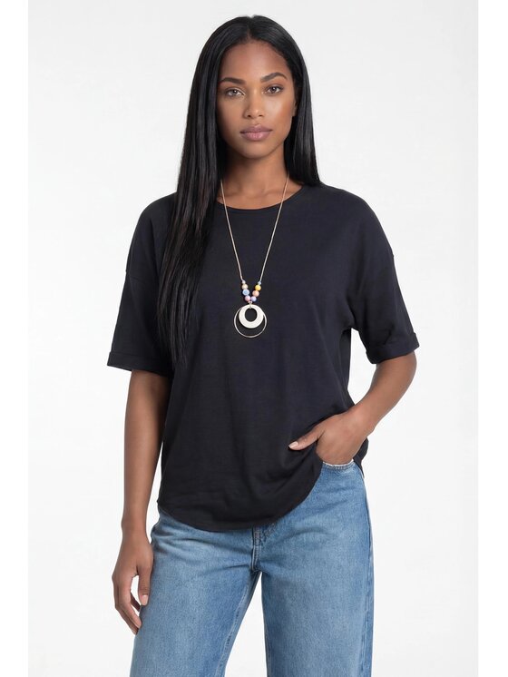 FIGL FIGL Blúzka M1322 Čierna Loose Fit